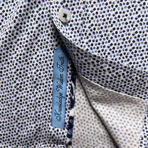 Robert Graham Modern Americana Flip Cuff Shirt Mens XL Tailored White Blue Dots - Picture 5 of 10